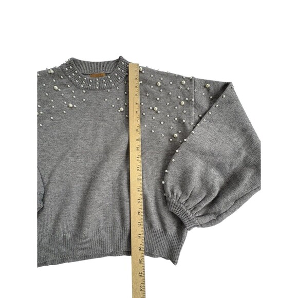 POL Pearl Embellished Full Sleeve Knit Sweater Sz L Pullover Comfy Boho - Picture 7 of 10